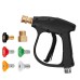 VEVOR Short Pressure Washer Gun, 4350 PSI High Power Washer Spay Gun, M22-14 Inlet & 1/4'' Outlet Hose Connector Foam Gun, Stainless Steel Pressure Washer Handle with 5 Color Quick Connect Nozzles